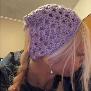 Handmade Sparkling Purple Crochet Bandana